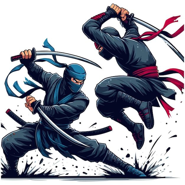 A fight between two ninja vector illustration _ Premium AI-generated vector